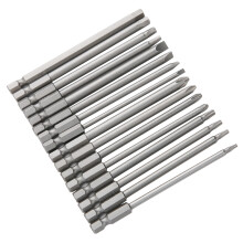 16Pcs 100mm Chrome-Vanadium Screwdriver Bits Set with Pentalobe, Cross, Slotted &amp; Hex Tips