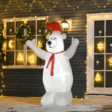 HOMCOM 6ft Tall Outdoor Inflatable Bear Lighted Airblown Christmas Lawn Décor