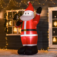HOMCOM 8ft Lighted Christmas Inflatable Santa Claus Gift Bag Yard Decoration