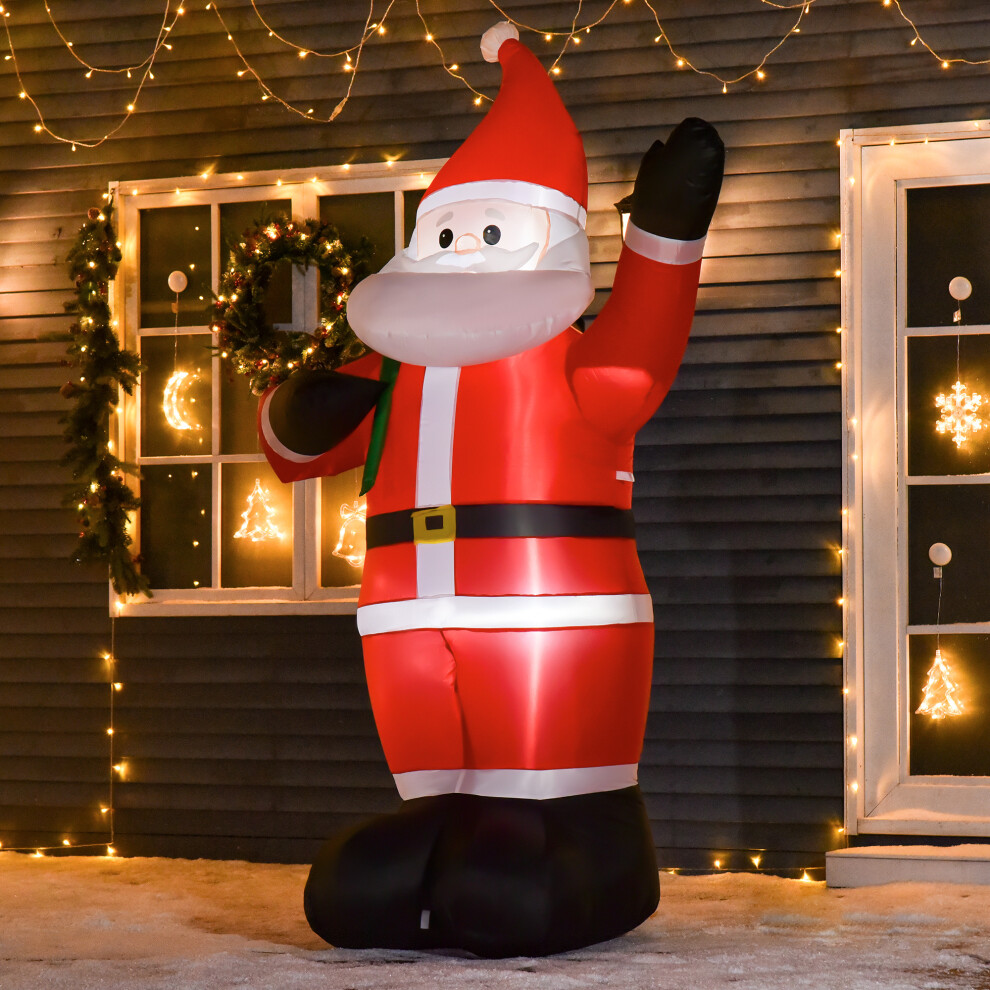 Homcom 8Ft Lighted Christmas Inflatable Santa Claus Gift Bag Yard Decoration