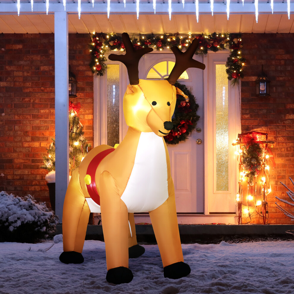 Homcom Unisex Yellow 6Ft Christmas Inflatable Reindeer Decoration Xmas Indoor Outdoor In - Image 3