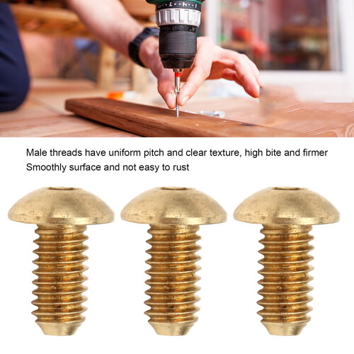 50Pcs M4 x 8mm Copper Hex Socket Screws Half Round Head Fasteners Hardware 2