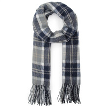 (Dark Blue) Miss LuLu Winter Warm Lattice Knitted Scarf Women Check Long Shawl Scarf Tassel