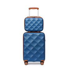(Navy/Brown, 13/20 Inch) 1 to 6 Pcs Luggage ABS Hard Shell Travel Suitcase Set with TSA Lock