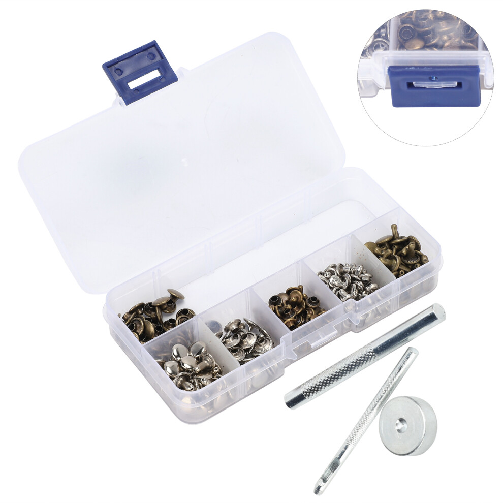 Leather Rivet Set 120Pcs Double Cap Metal Fixings For Diy Crafts 6Mm/8Mm 7901359961185