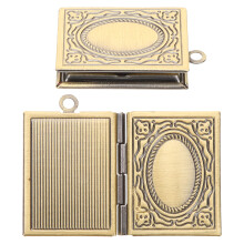 10 Buchförmige Bildanhänger Für Halskette Vintage Fotohalter
