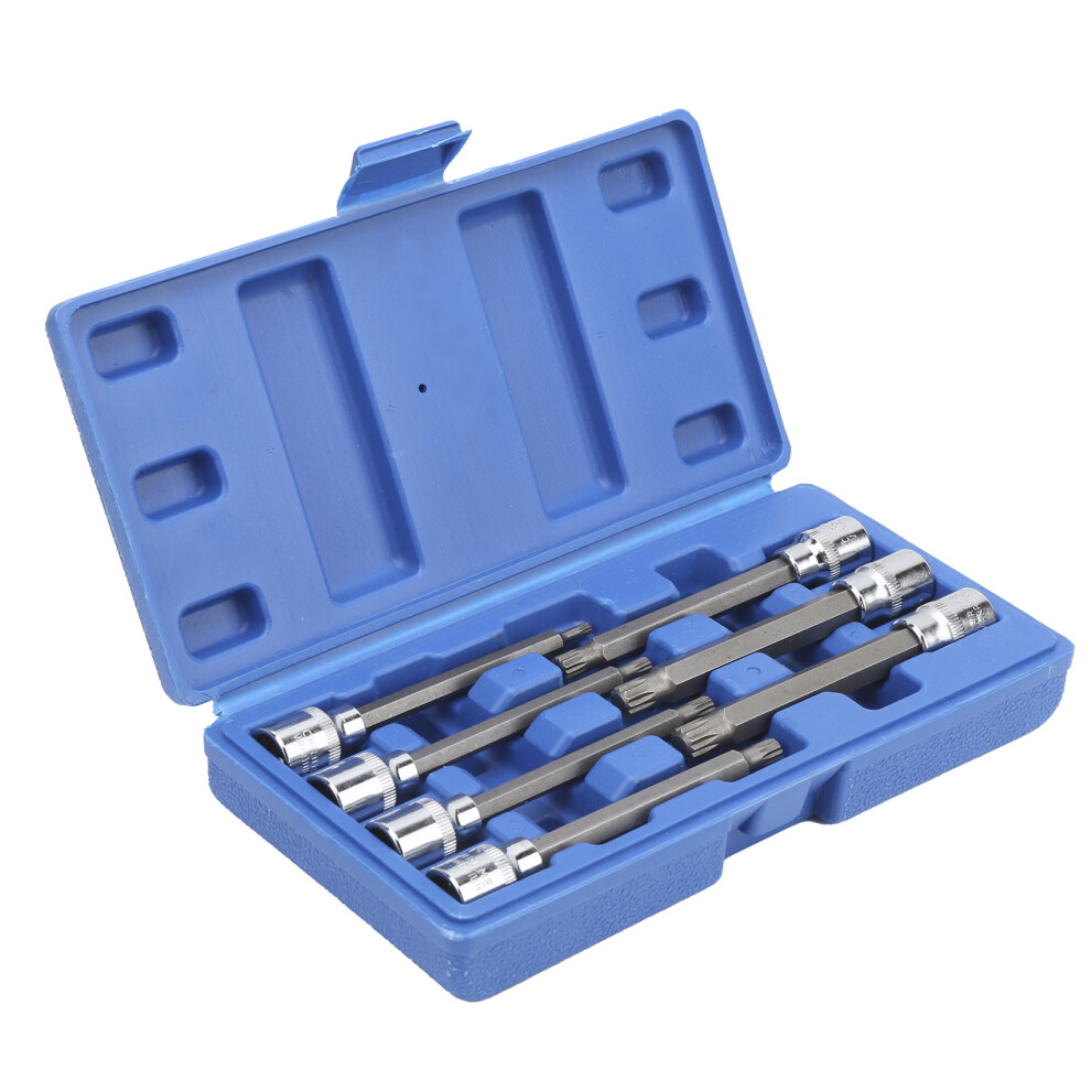 7Pcs Long Spline Bit Socket Set M4-M10 3/8In Drive With Toolbox 5021359965647