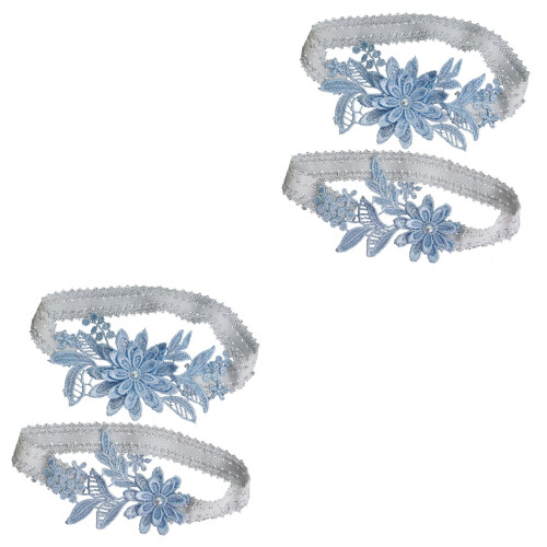 2 Paar Himmelblau Strumpfband Mit Perlendesign 2