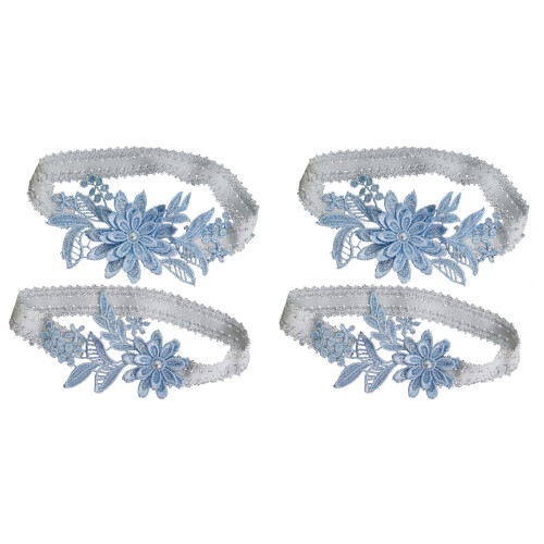 2 Paar Himmelblau Strumpfband Mit Perlendesign 1