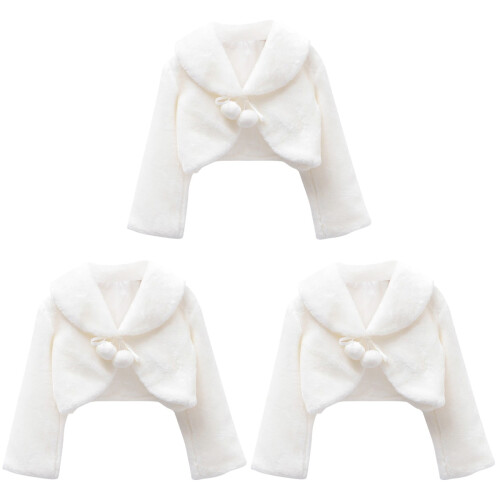 3 Teile Herbst Winter Plüsch Mantel Schal 1