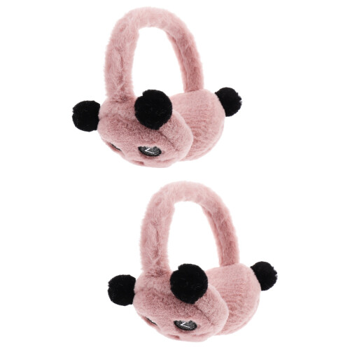 2 Pcs Kids Panda Plush Ear Muffs Winter Ear Protector 2