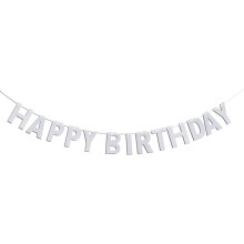 2Stk 3 Meter Glitzer Happy Birthday Papierschlangen Silber