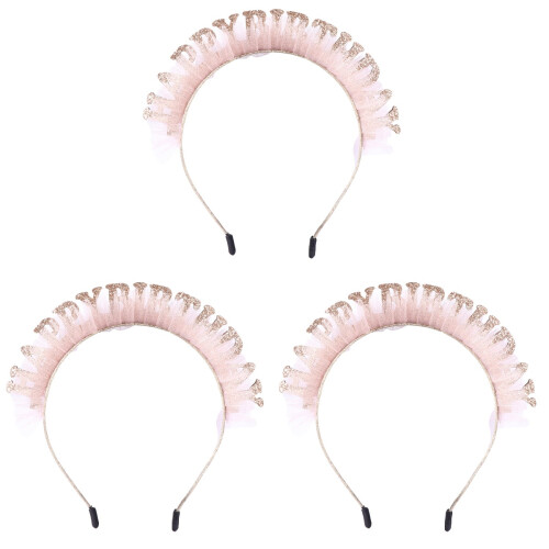 3 Kinder Haarband Golden Pink Spitze Mit 1