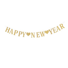 2Stück Happy New Year Banner Glitzer Hängedekoration Für Silvester Gold