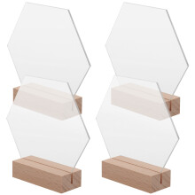 12 Klarer Hexagon Tischschild Mit Holzständer