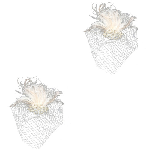 2Stk. -Schleier Mit Kopfschmuck Handgemachtes Haarband 2