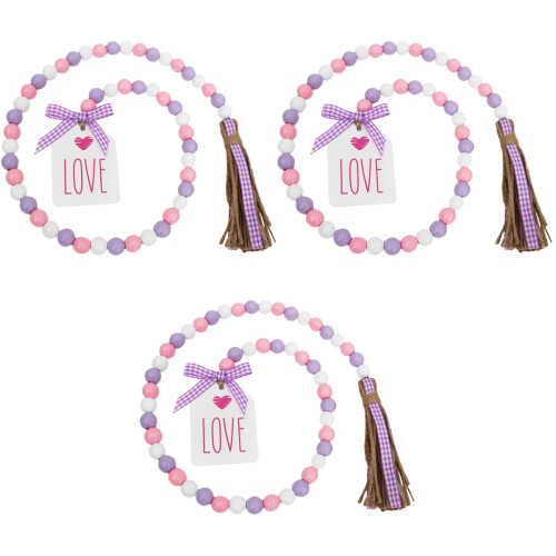 3Stk Valentinstag Perle Holzperle Mit Quaste Kette 2