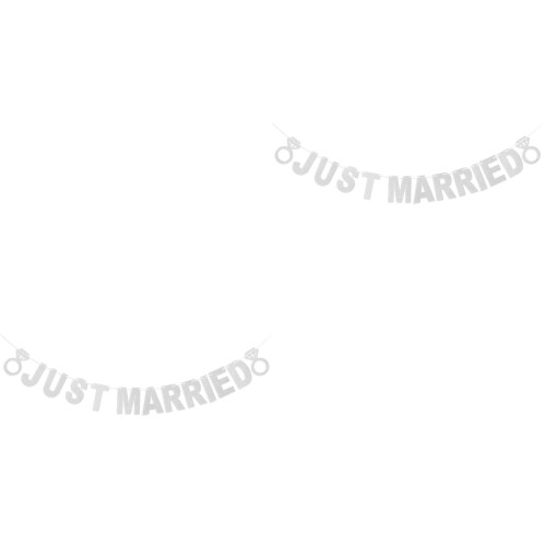 2Stk 3 Meter Just Married Mit Ring Glitzerpapier Silber 2