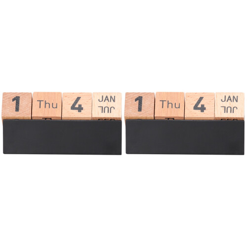 2Stk Desktop Holz Kalender Für Büro Schule 1