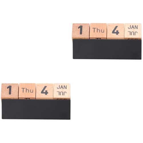 2Stk Desktop Holz Kalender Für Büro Schule 2