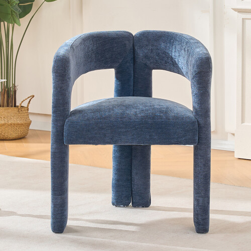 Living And Home Chenille Upholstered Accent Chair, Blue 1
