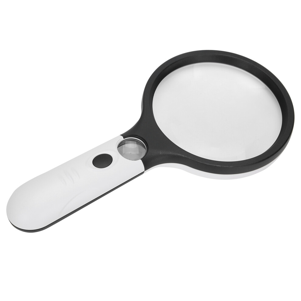 Reading Handheld Magnifying Glass 4LED Lighting 4X 30X Lens Battery Powered