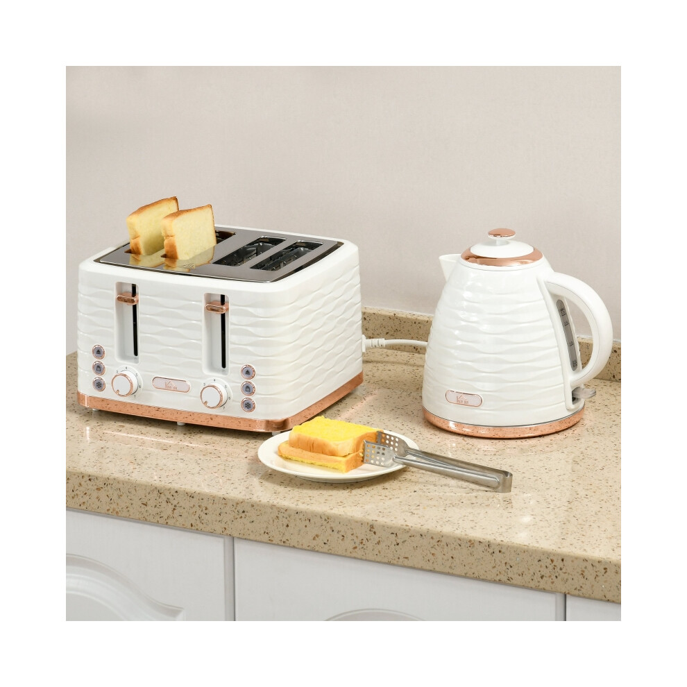Fast Boil Kettle & 4 Slice Toaster Set 3000W 1.7L Capacity Adjustable Browning Defrost Reheat Crumb Tray Cream White Finish-image-OPC-PMWR9KM-NEW