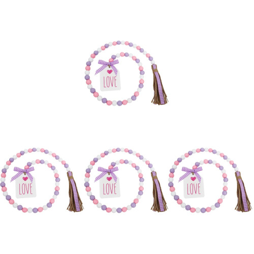 4Stk Valentinstag Perle Holzperle Mit Quaste Kette 1
