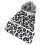 3St Damen Gestrickte Mütze Leopardendruck Weiß 1
