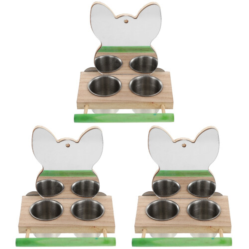 3 Vogel Futterbox Mit Spiegel Für Papageien 2