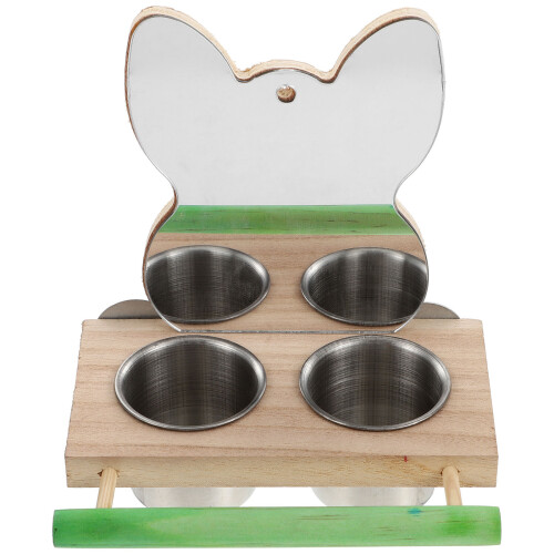3 Vogel Futterbox Mit Spiegel Für Papageien 1