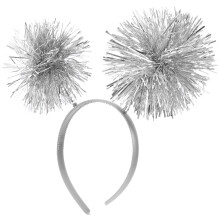 2Stk. Glitzer PomPom-Kopfschmuck Für Kinder Silber