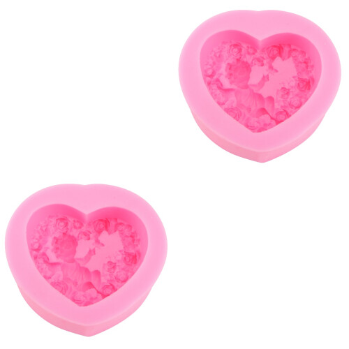 2 Herzförmige Kuchenform Silikon Schokoladenform Rosa 2