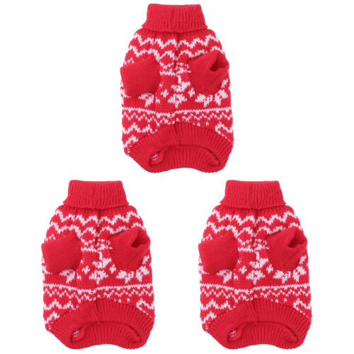 3Stück Weihnachten Pullover Mit Schneeflockenmuster Rot 1