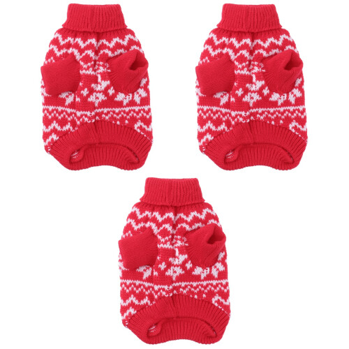 3Stück Weihnachten Pullover Mit Schneeflockenmuster Rot 2