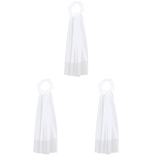 3-teiliges -Schleier-Set mit Blumenkranz Haarschmuck 1