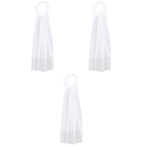 3-teiliges -Schleier-Set mit Blumenkranz Haarschmuck 2