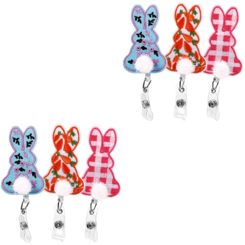 6 Bunny Abzeichenhalter Einziehbare Für Ostern 2