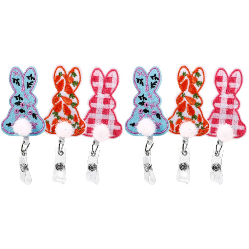 6 Bunny Abzeichenhalter Einziehbare Für Ostern 1
