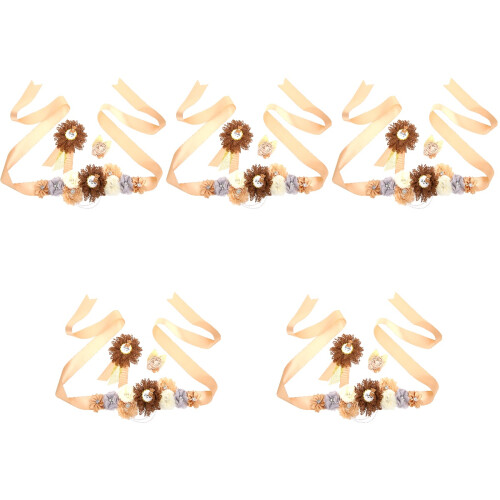 5 Sets Werden Mama Papa Sash Gürtel Corsage Pin Armbinde 2