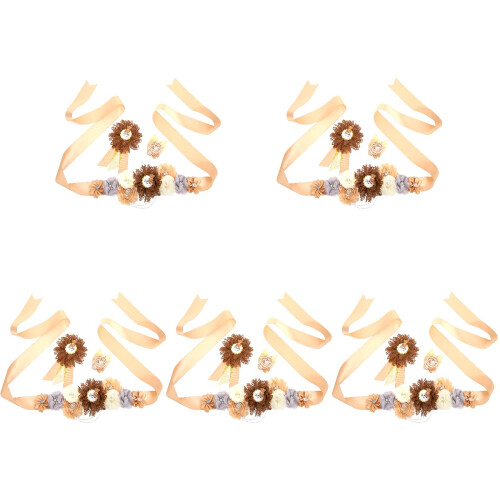 5 Sets Werden Mama Papa Sash Gürtel Corsage Pin Armbinde 1