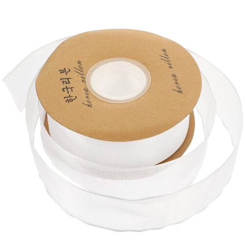 5Rolls White Decorative Gauze Ribbon for Craft Gift Box Packaging