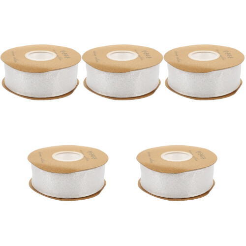5Rolls White Decorative Gauze Ribbon for Craft Gift Box Packaging 2