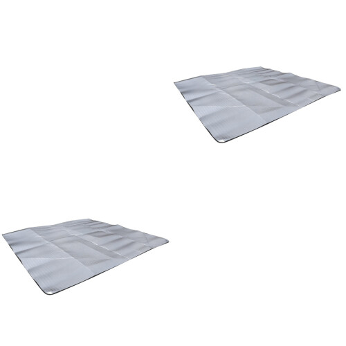 2Pcs Durable Silver Picnic Blanket Foldable Moistureproof Outdoor Mat 2