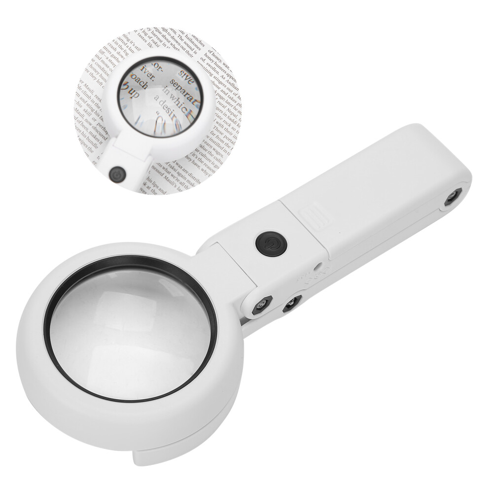 Portable 5x/11x Magnifying Glass with 8 LED Lights, USB & Battery Powered