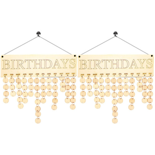 2 Piezas Carta Cumpleaños Madera Decoración Diy 2