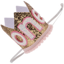 2 Unidades Sombrero Fiesta Brillo Rosa Primer Cumpleaños