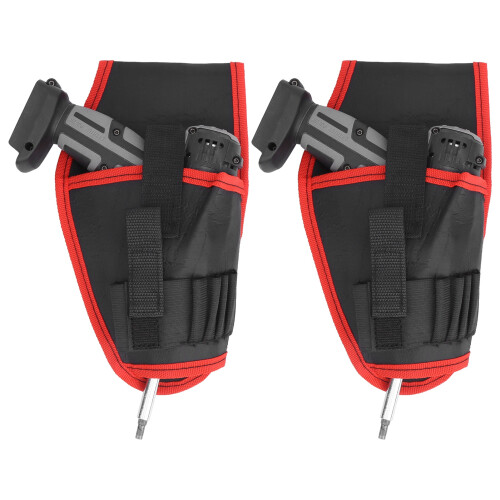 2 Stück Elektrowerkzeug-Gürttasche, tragbar, Polyester, roter Rand
