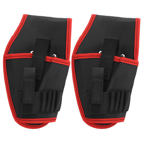 2 Stück Elektrowerkzeug-Gürttasche, tragbar, Polyester, roter Rand 1