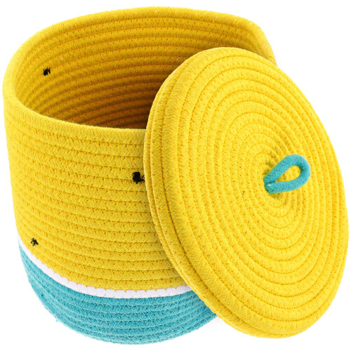 2Pcs Lidded Cotton Rope Basket With Watermelon Design 2